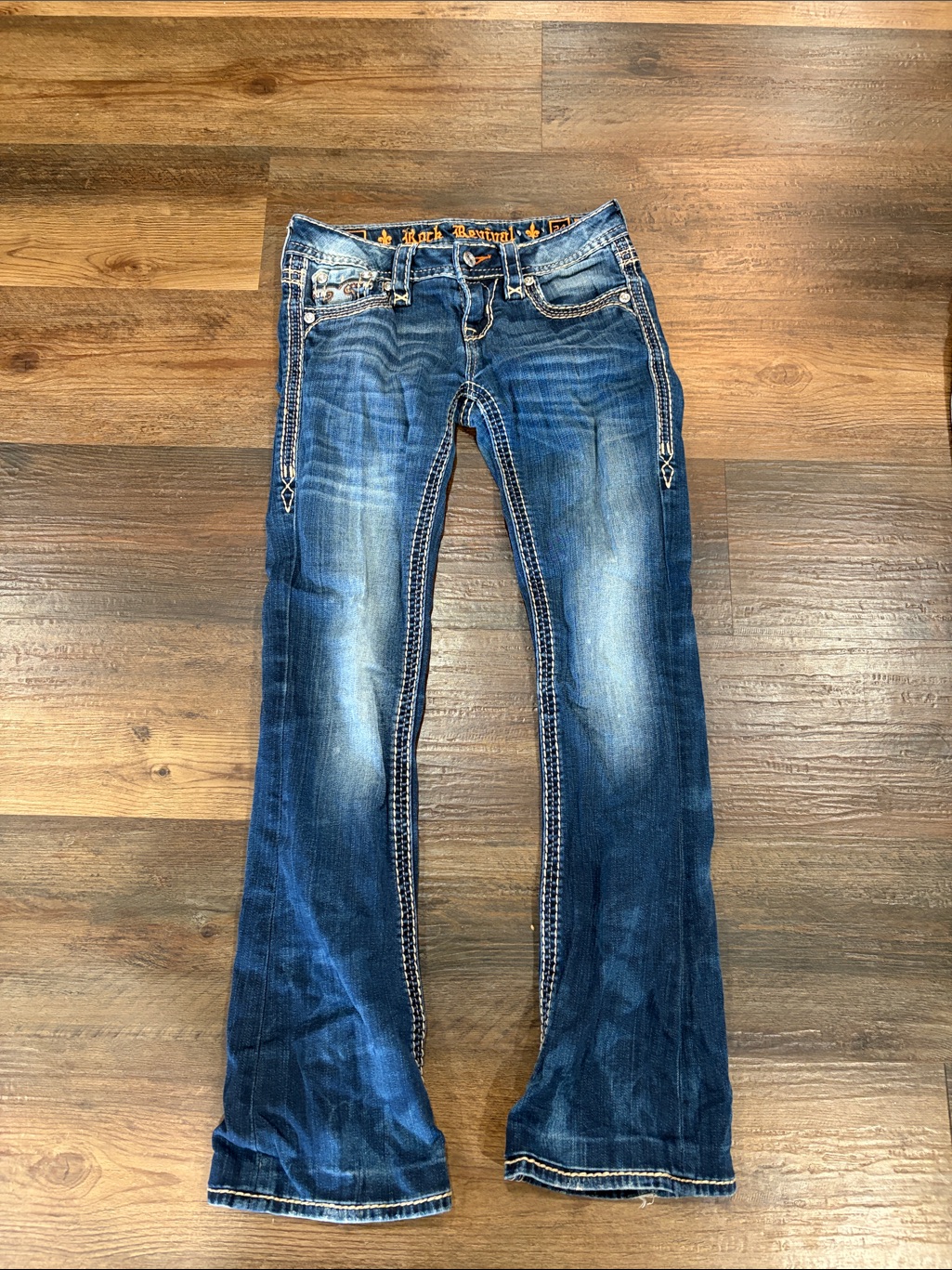 Rock Revival Women's Blue Faded Flare Jeans